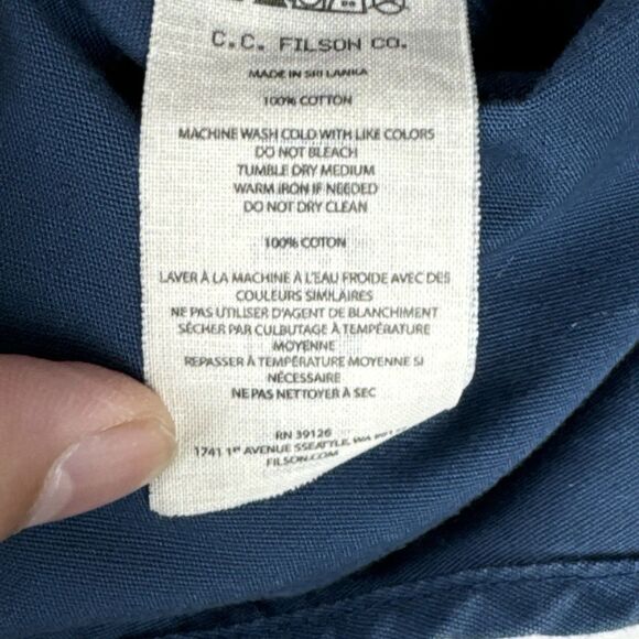 Filson Shirt Mens Large Blue Short Sleeve Field Safari Work Button up Outdoors - Picture 4 of 6